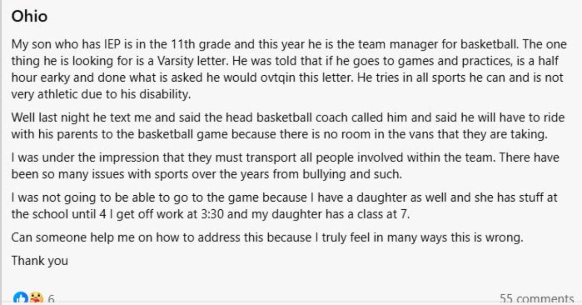 Ohio Basketball Team Manager With Disability, Denied Team Van Despite Following All Rules to Earn Varsity Letter!