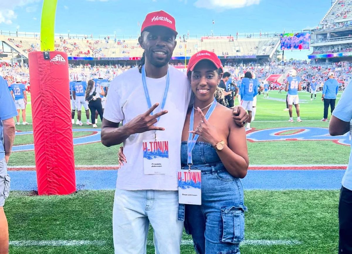 Dajia Johnson, Freddie’s wife, the tough entrepreneur, brain injury survivor, and family anchor who’s been by his side through his jump from Legacy Titans head coach to Texas Tech scouting director