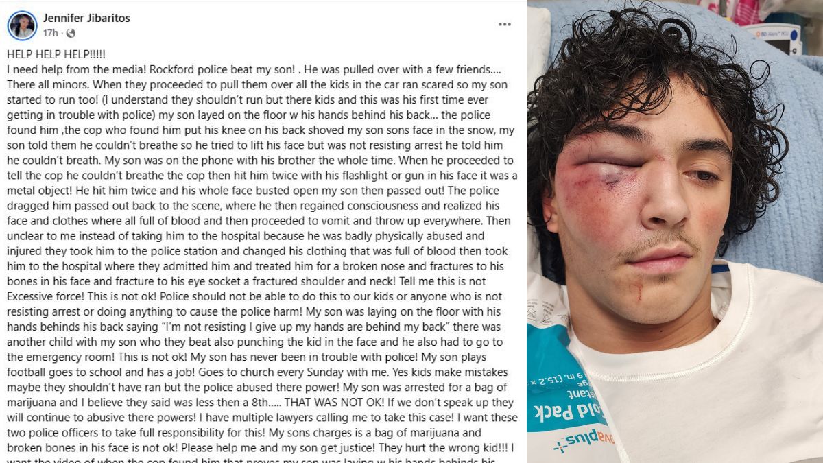 Rockford Police Allegedly Beat Football Player Over Less Than 1/8th Ounce of Marijuana, Hitting Him Twice in the Face With Flashlight; Teen Passes Out, Covered in Blood, Vomits During Arrest